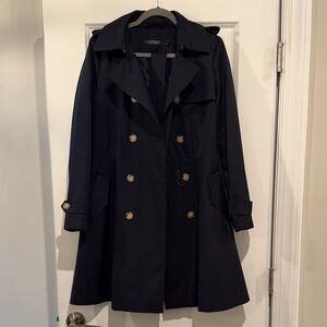 Polo by Ralph Lauren Navy Trench Coat with Gold Buttons